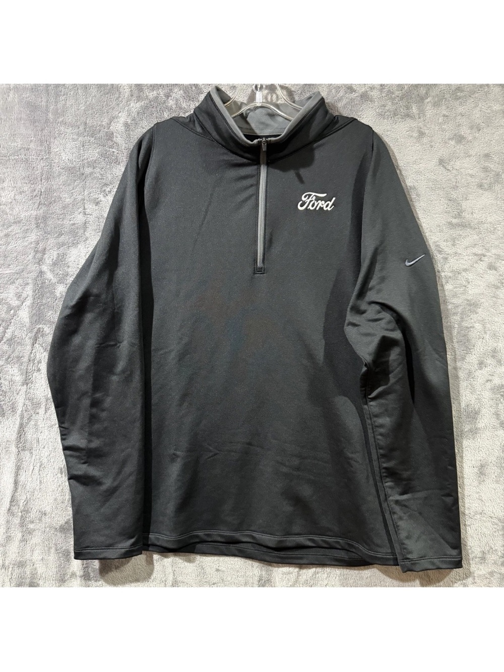 Nike Dri-Fit 1/4 Zip Pullover Black [779795-011] Ford Embroidered Mens Sz Large